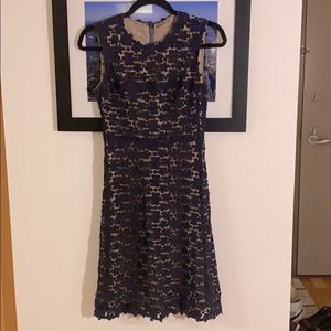 Elie Tahari Laser Cut Floral Fit and Flare Dress